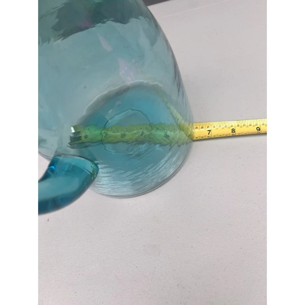 Pottery Barn Aqua Acrylic Pitcher Faux Blown Glass Beverage Jug 8